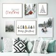 thumbnail image 3 of Póster estético de decoración navideña, carteles e impresiones de alce de bosque de invierno de Navidad, decoración nórdica para el hogar, arte de pared, pintura en lienzo, 3 of 4