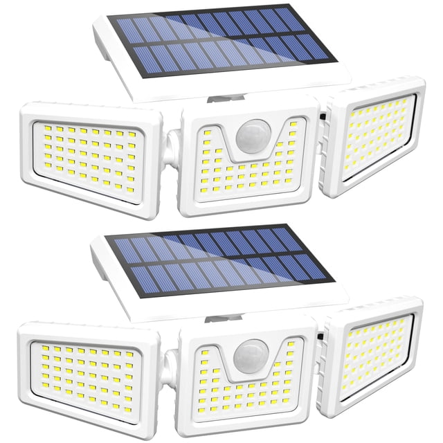 Luces solares Incx 156 LED, 8 W, 3000 lm, para exteriores, 2 unidades