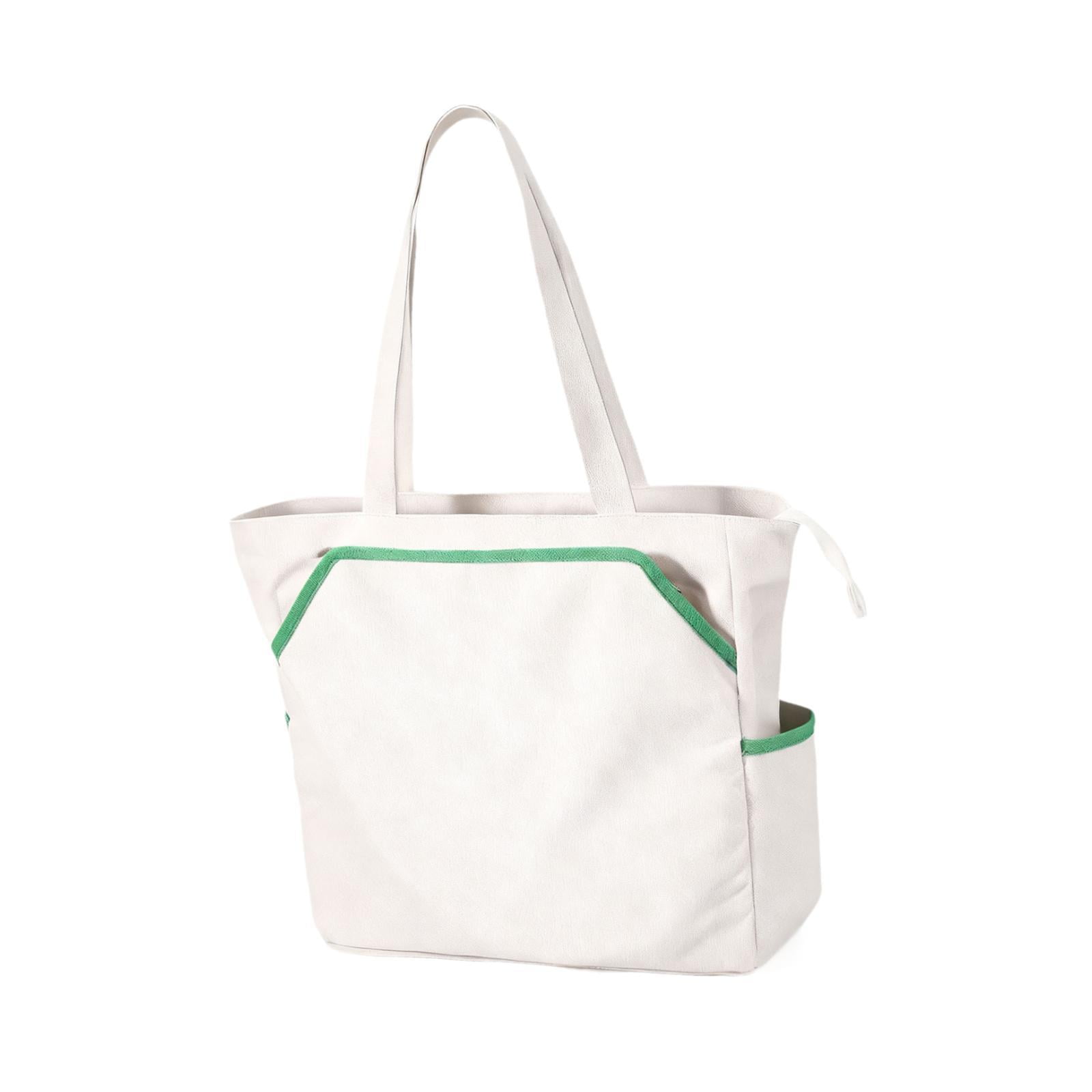 funtasica Tennis Tote Bag, Portable Gym Bag, Holds 4 Rackets, Sports Handbag Pickleball Bag for Men Women Badminton Pickleball White