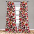 thumbnail image 4 of Ambesonne Floral Curtains, Minimalist Dots Flowers Plot, Pair of 28"x95", Dark Pink and Sage Green, 4 of 5