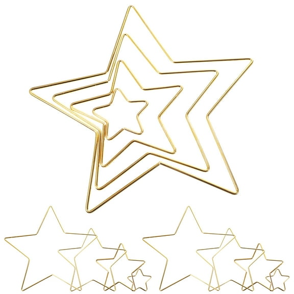 UPOUART 12pcs Star Shaped Wire Wreath Frame Golden Metal Hoop Wall Hanging DIY Enthusiasts Holiday Decor
