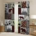 thumbnail image 2 of Homewish Rustic Bear Deer Blackout Curtains Set of 2 (52x84 Each) for Men, Jungle Hunting Window Curtains, Vintage Grey Red Patchwork Curtains and Drapes, Window Curtains Room Decor, 2 of 6