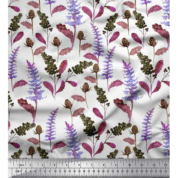 Soimoi Cotton Jersey Fabric Leaves & Berries Watercolor Print Fabric by Yard 58 Inch Wide