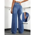 thumbnail image 5 of EMMIOL Women's Wide Leg Baggy Jeans Mid Rise Butt Lifting Stretchy Denim Pants Back Patchwork Boyfriend Jeans, 5 of 6
