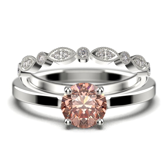 Spectacular And Decorative 1.50 Carat Round Morganite Solitaire Engagement Ring, Wedding Ring, Bridal Set in 925 Sterling Silver With 18k White Gold Plating Gift For Her