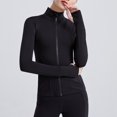thumbnail image 2 of Chaquetas deportivas para mujer Cremallera completa Agujeros para los pulgares Bolsillos Running Fitness, 2 of 7