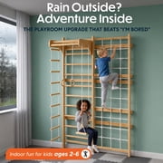 Avenlur Neem Swedish Ladder Wall Gym Adult & Kids Climbing Wall 8-in-1 kids home gym: climbing wall kids love, indoor swing for kids, pull up bar for kids, stair slides indoor for kids (94.5 in)