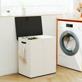 thumbnail image 3 of BGTREND Double Laundry Hamper with Lid 155L Laundry Basket with Removable Liner Bags & Side Mesh Pocket Collapsible Laundry Sorter Dirty Clothes Hamper (Beige), 3 of 7