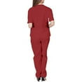 thumbnail image 5 of MLQIDK Scrubs for Women Set Clearance Plus Size Medical Scrubs Stretchy V-Neck Scrub Tops and Pants Nurse Uniforms Scrub Set Jogger Scrubs Wine XL, 5 of 5