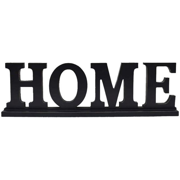 Rustic Wood Home Sign for Home Decor, Decorative Wooden Cutout Word Decor Freestanding Home Tabletop Decor, 16.5" X 5" Black Home Block Letters Sign Family Mantel Fireplace Decor
