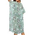 thumbnail image 4 of HELLHERO Cartoon Pandas Play Bathing Suit Cover Up Lightweight High Quality Fabrics Short Sleeve Long Kimono Swimsuit Cover Up, 4 of 6