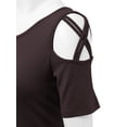 thumbnail image 4 of Made by Johnny Women's Loose Short Sleeve Strappy Cold Shoulder Top M BROWN, 4 of 6