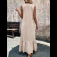 thumbnail image 4 of Vestido de Verano para Mujer, de Algodón, Estilo Bohemio, de , Sin Mangas, con Volantes Escalonados, Maxivestido . Albaricoque M, 4 of 5