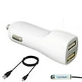 thumbnail image 1 of 2.1Ah Micro USB Car/ DC Charger for Panasonic Eluga Ray 700,P99,Eluga 14,Ray 500,P9,P55 Max, Ray X,Ray Max(Dual USB Port, Charging Cable included) - White + MND Stylus, 1 of 4