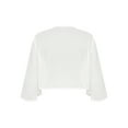 thumbnail image 4 of YUUMIN Boléro en Chiffon Transparent à Manches 3/4 pour Femmes, Veste Ouverte pour Mariage Robe de Soirée Ivoire 3TG, 4 of 7