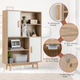 thumbnail image 4 of Giantex Storage Cabinet w/Doors & Anti-Tipping Device, 4-Tier Bookshelf, Tall Cupboard in Bedroom, Living Room, Kitchen, White, 4 of 6
