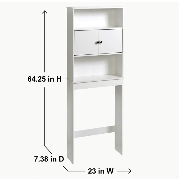 Mainstays Bathroom Storage Over The Toilet Space Saver With Three Fixed Shelves White Walmart Com Walmart Com