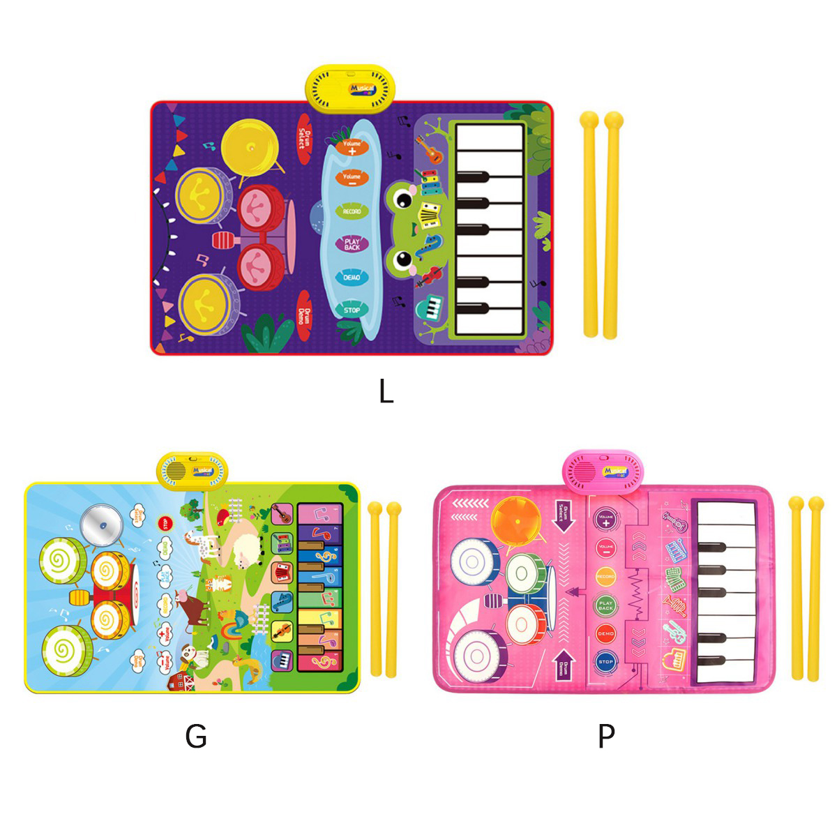 Usaibhir Baby Boy&Girl Birthday Gift Toys, 2 in 1 Musical Toys for Toddlers, Piano Keyboard & Drum Mat with 2 Drum Sticks Toddler Toys