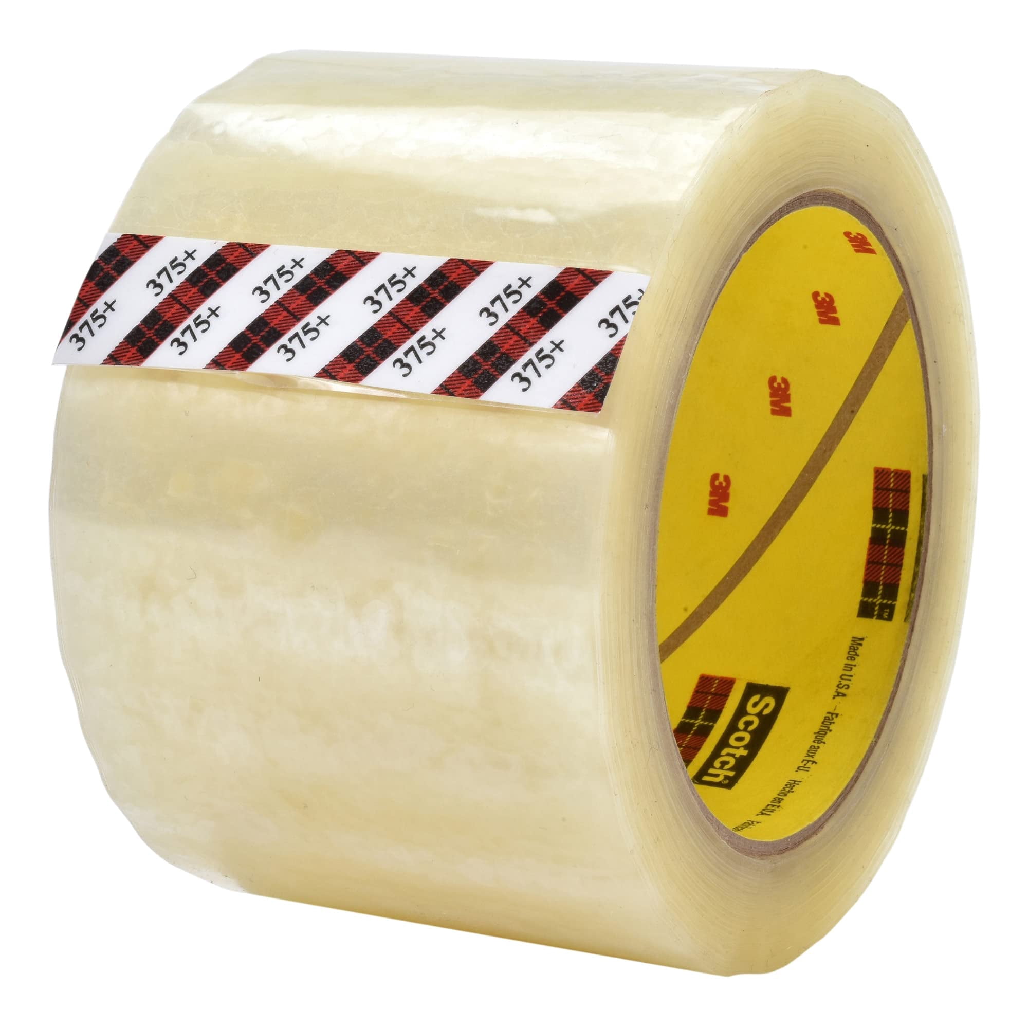 Scotch® 375+High-Tack Box Sealing Tape, 2-7/8" x 54.6 Yd, Clear, Pack Of 1 Roll