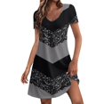 thumbnail image 2 of kytmyeq Women's Fashion Casual Printed With Pockets Bohemian Beach V-Neck Short Sleeve Dresses, 2 of 5