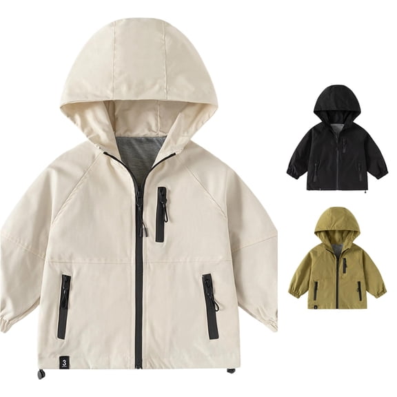 Vrotazzy Boys Hooded Windbreaker Jacket Lightweight Zip Front Outdoor Casual School Coat for Kids Age 2 To 13 Years
