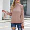 thumbnail image 3 of Vedolay Cute Sweaters Womens Crew Neck Long Sleeve Pullover Sweater Casual Loose Fall Tops,Khaki XL, 3 of 5