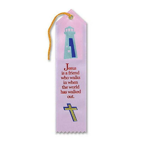 Pack of 6 Pink "Jesus Is A Friend Award" Decorative Award Ribbon Bookmarks 8"