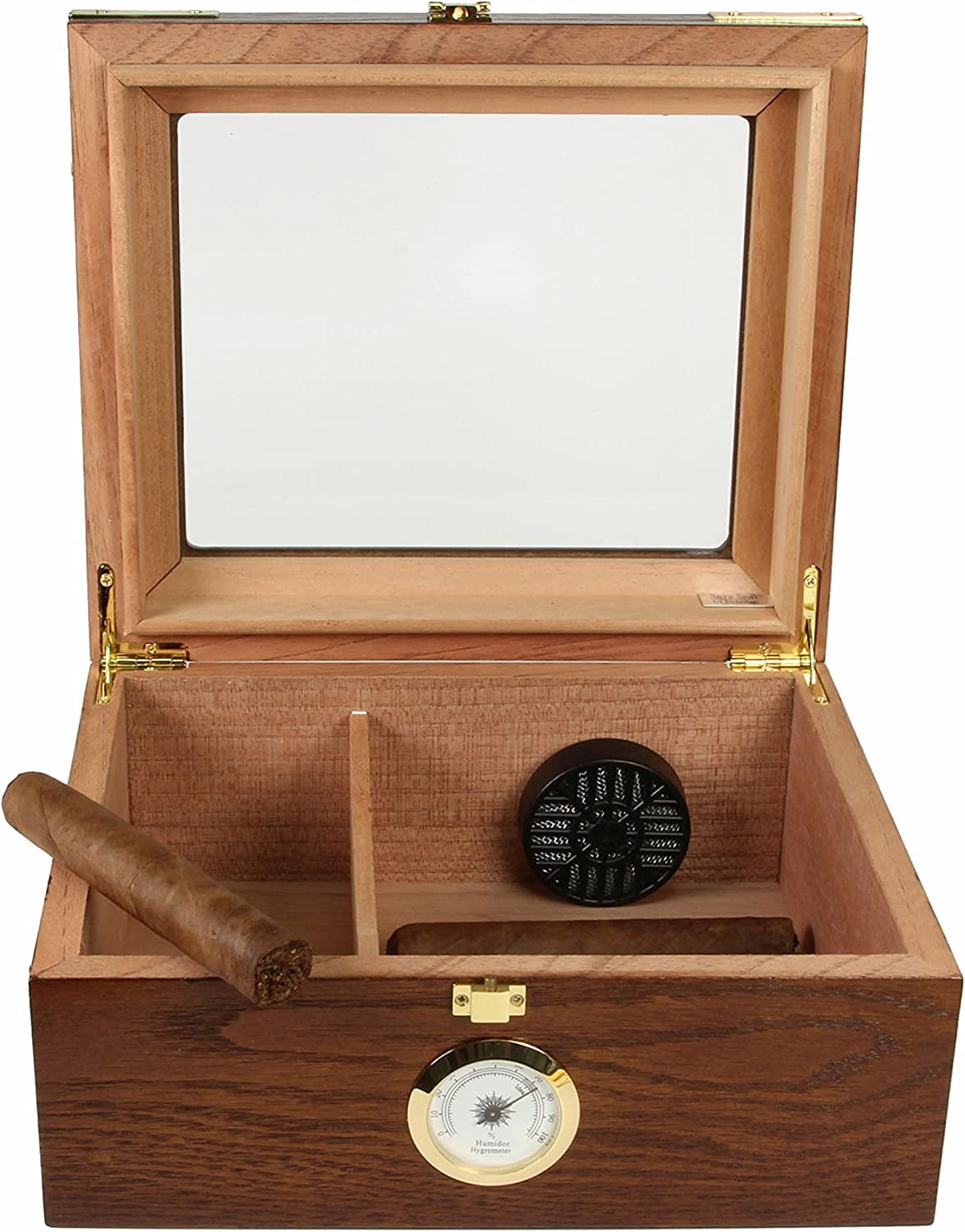 Deluxe Glass-Top Humidor (20-50 Cigars) , Fathers Day Gift