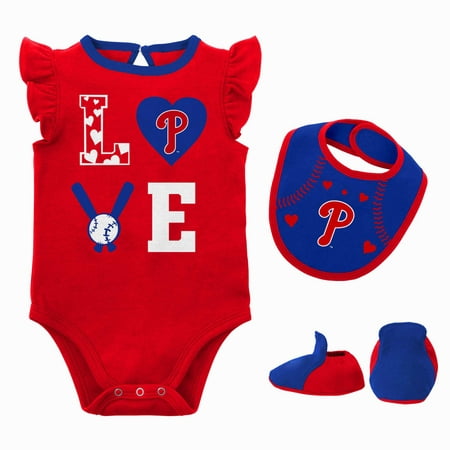 

Newborn & Infant Red/Royal Philadelphia Phillies Three-Piece Love of Baseball Bib Bodysuit & Booties Set