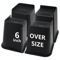 MQ Bed Risers 6 Inch 4 Pack Black Support 7000LBs, Oversized Furniture Risers for Dorm Beds Frame, Sofa, Desk, Couch, Chairs Legs