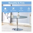 thumbnail image 5 of 47" Modern Round Bar Style Dining Table Set with 4 Velvet Upholstered Chairs,Silver Leg Glass Table with 4 Black Chairs with Silver Leg, 5 of 7