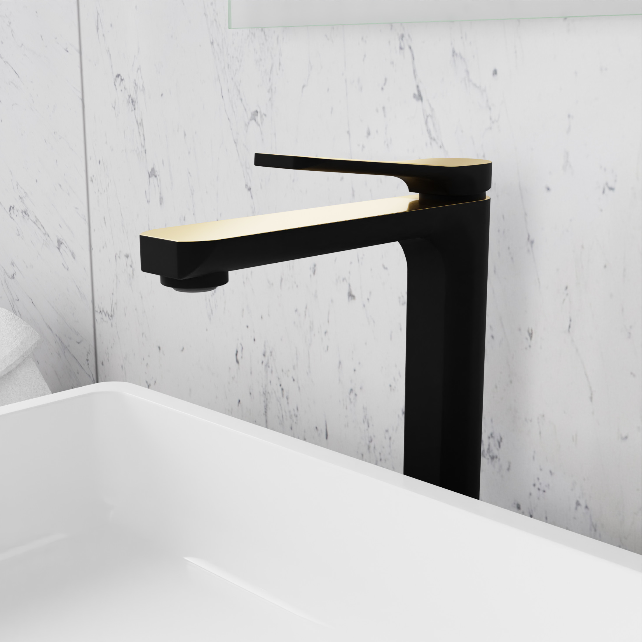 ANZZI Vessel Sink Faucet, Single-Handle Single-Hole with Pop-Up Drain in Matte Black & Brushed Gold