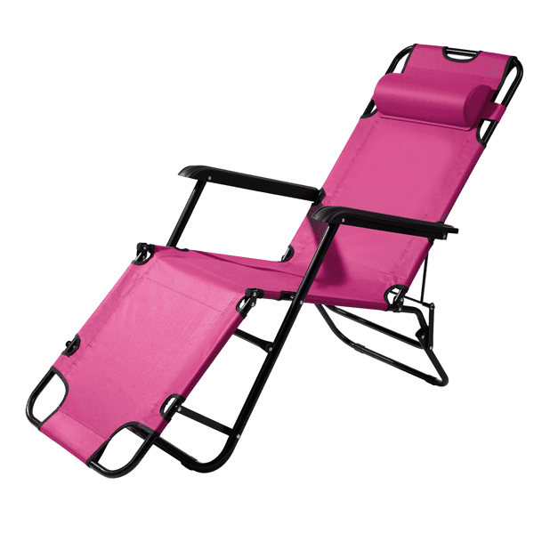 Folding Recliner Chair, Portable Extendable Folding Reclining Chairs for Indoor Outdoor, Pink