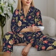 thumbnail image 6 of Yiaed Flower Print Pajamas Women's Long Sleeve Sleepwear Soft Button Down Loungewear Pjs Lounge Set Nightwear Womens Pajama Pants-Small, 6 of 7