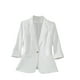 thumbnail image 2 of Blazer de mujer, moda informal, color liso, bolsillo, cuello vuelto, manga 3/4, blusa de dacrón, 2 of 5