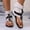 White, variant on Plus Size Women's Casual Ankle Bootie Sandals, Solid Round Open Toe Thong Style, Rear Zipper Flat Soft Sole Footwear Brown 38