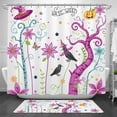thumbnail image 1 of Whimsical Rideau de Douche Halloween avec Arbre Rose, Corbeau & Citrouille, 1 of 4