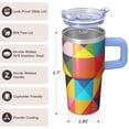 thumbnail image 3 of 20oz Stainless Steel Insulated Tumbler with Handle, Geometric Texture Design, Leak-Proof Travel Coffee Mug with Straw, 3 of 5