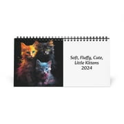 Soft, Fluffy, Cute, Little Kittens 2024 10" x 5" Desk Calendar