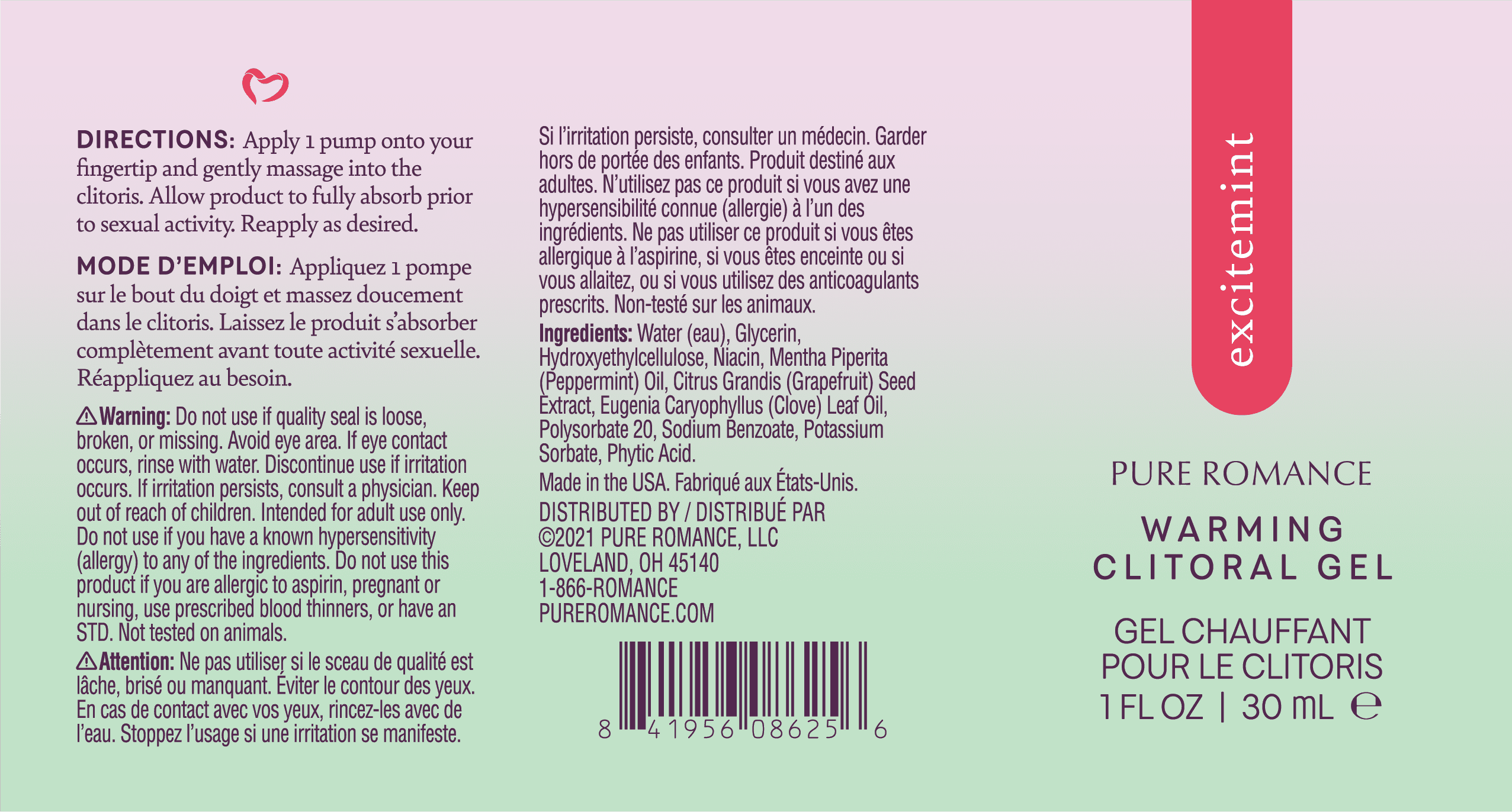 Pure Romance Excitemint Warming Clitoral Gel - Walmart.com