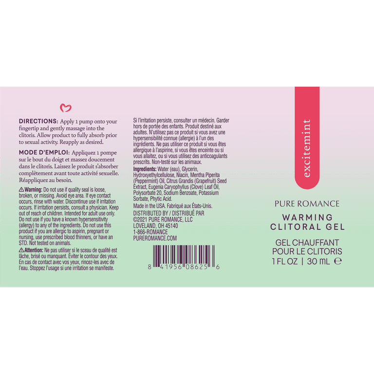 Pure Romance Excitemint Warming Clitoral Gel - Walmart.com