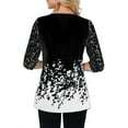 thumbnail image 1 of Minnieouse Blusa Camiseta Manga 3/4 Cuello Estampado Encaje Mujer Blusa Verano Top Prendas para la parte del cuerpo Negro 3XL Minnieouse AP002096-06, 1 of 5