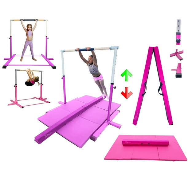 Barres horizontales de gymnastique pour enfants et adolescents - Ensemble  cadeau pour garçons et filles - Barre d'entraînement asymétrique pliable en