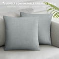 thumbnail image 3 of GOSMITH  Farmhouse Throw Pillow Covers - Burlap Trimmed Tailored Edges Decorative Cushion Covers for Bed Home Decoration, Light Blue, 3 of 5