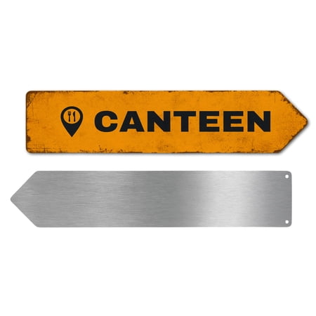Canteen 1 Metal Sign by DC | Arrow Metal Directional Signage for Indoor & Outdoor | 3x12 Rust-Free Aluminum Sign | Hospital Signage UV Protected Road RIGHT Arrow Sign | Made in USA