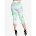 thumbnail image 4 of Plus Size Butterfly Tie Dye Rosegal Slogan Print Capri Leggings, 4 of 5
