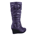 thumbnail image 4 of Women's Fashion Zip Knee High Boots Casual Wedge Heel Winter Shoes ( Purple, 5 ), 4 of 5