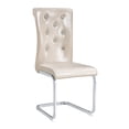 thumbnail image 5 of Set of 2 Retro Upholstered Dining Chairs,with Crystal buckle design and Faux Leather Design,Elegance and Mystery to the Dining Area,Electroplated Metal Bow Leg, 5 of 12