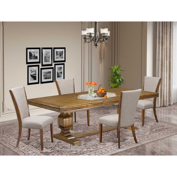 East West Furniture Northcliffe 5-Piece Kitchen Dining Set in Walnut Finish