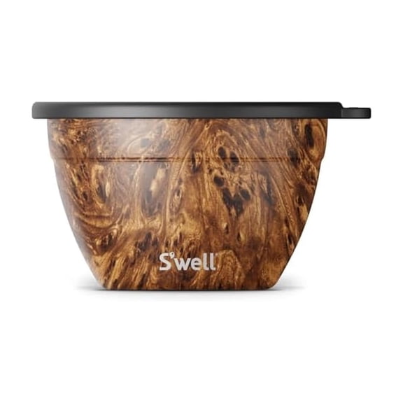 S’WELL STAINLES STEEL 64OZ SALAD BOWL KIT - TEAKWOOD FINISH - TEAKWOOD